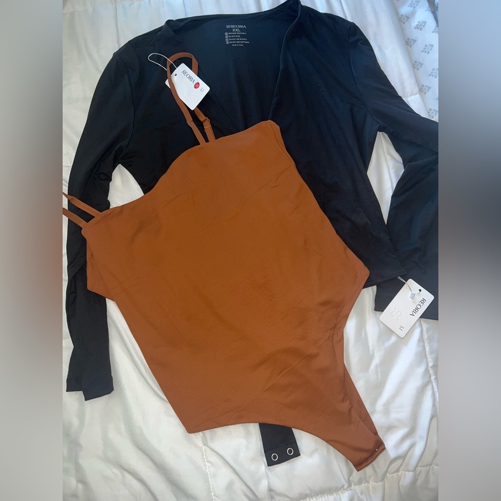 Black Long Sleeve Bodysuit and Brown Bodysuit (3 pack) - Picture 2 of 9
